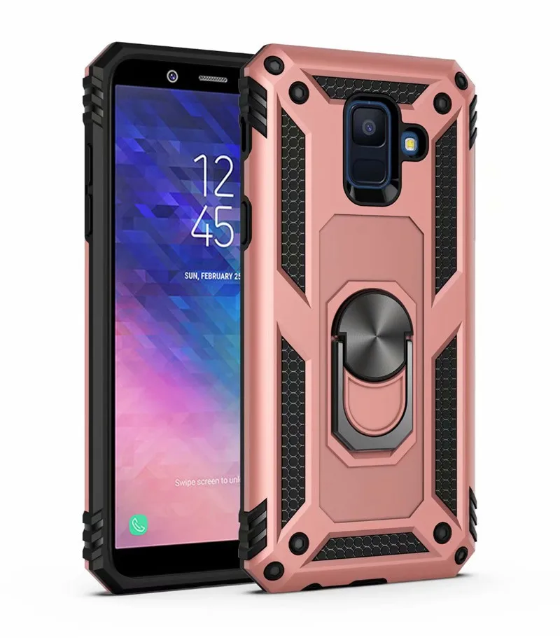 rose gold Для samsung Galaxy S7 S8 S9 S10 плюс обратите внимание; размеры 9 и 10 магнит автомобильный держатель кольцо чехол для J4 J6 J8 A6 A7 A8 A9 бронированный противоударный чехол Крышка - Цвет: rose gold