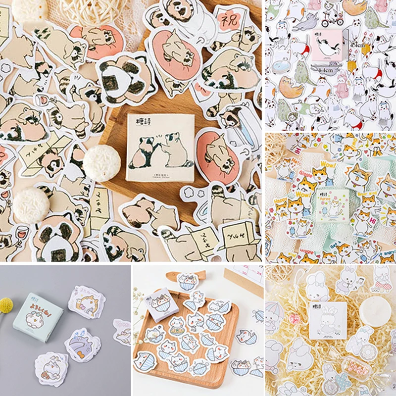 45 шт./кор. пухлые кошки наклейки милые Животные декоративная клейкая