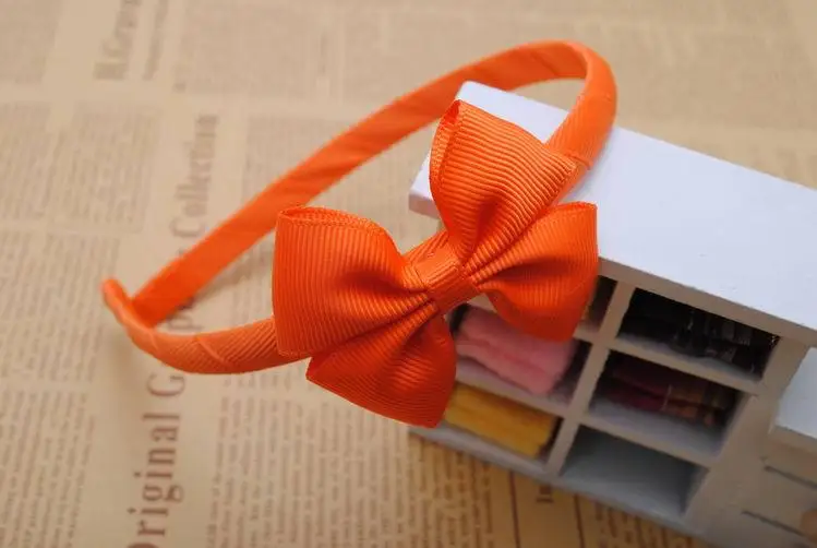 Orange Hairbands 1 шт. однотонные маленькие бантики для малышей Детские повязки для волос на голову Детские обручи для волос Бутик тиара аксессуары для волос для девочек - Цвет: Orange Hairbands