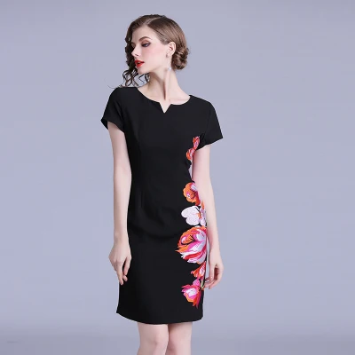 High Quality Luxury Embroidery Flowers Runway Dress Women 2018 Autumn Vintage Black Elegant Slim Bodycon Party | Женская одежда