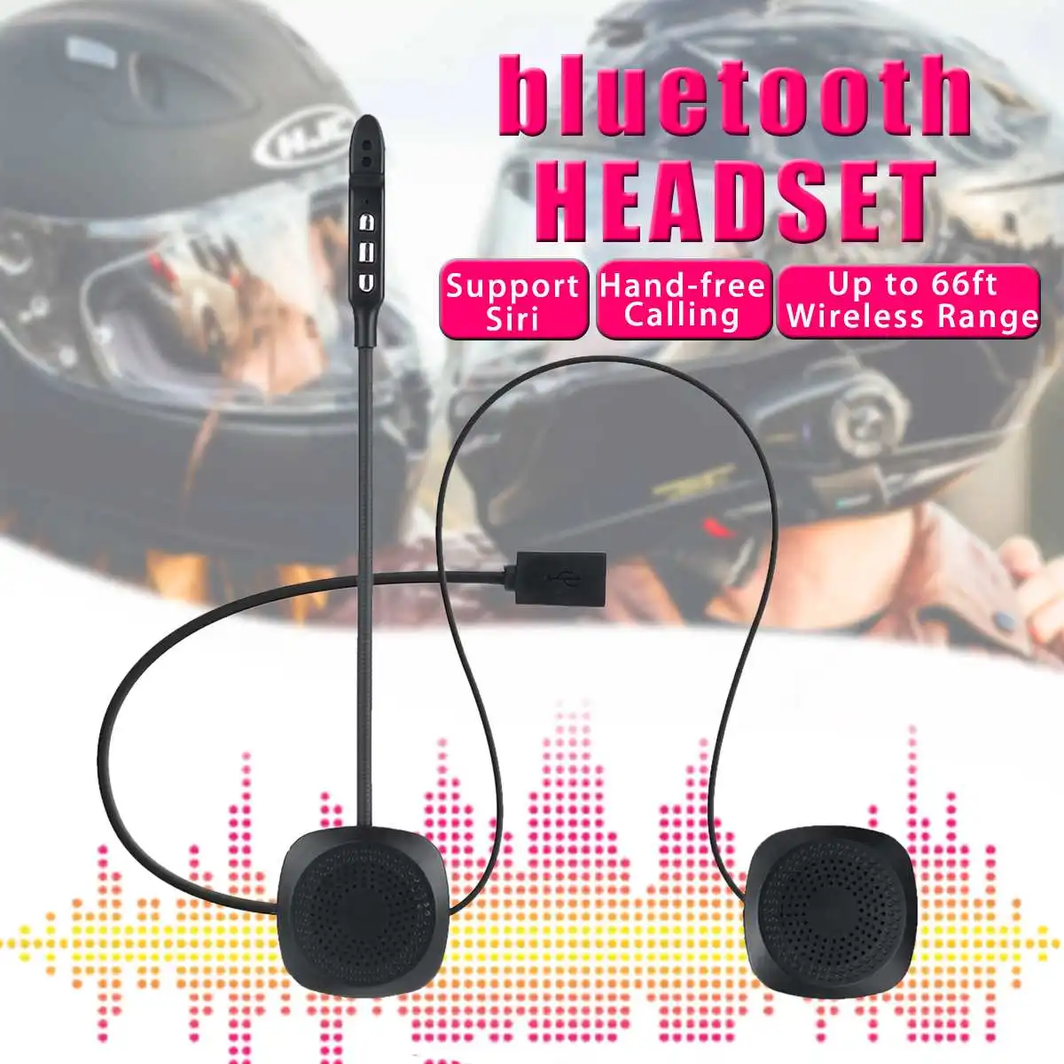 Audew 50 м водонепроницаемый Мото bluetooth беспроводной анти-помехи шлем гарнитура Hands Free bluetooth V4.2 домофон для мотоцикла