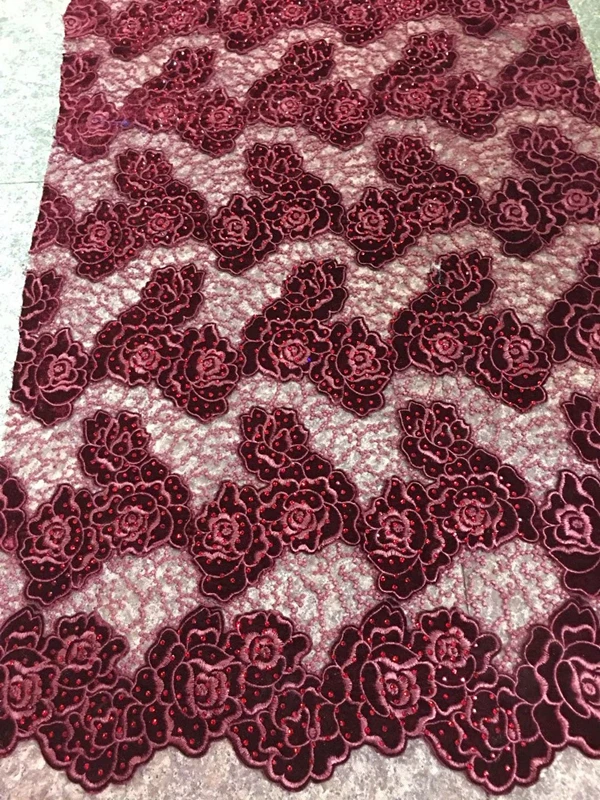 

New Designs African French velvet Lace Fabric High Quality Nigeria african French velvet Net Lace 2017 For Women