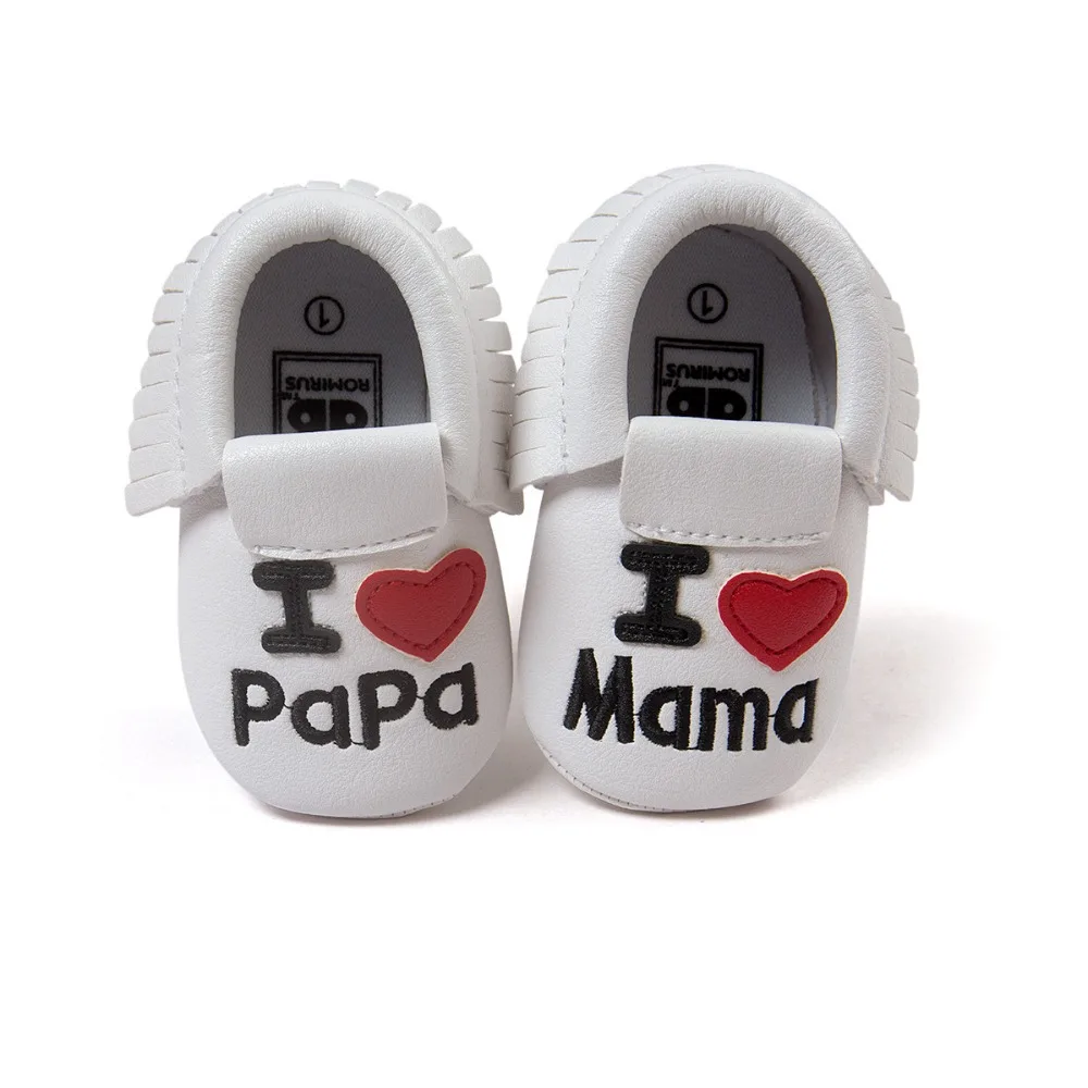 Кожаные детские мокасины I love papa mama обувь для мальчиков и девочек популярные