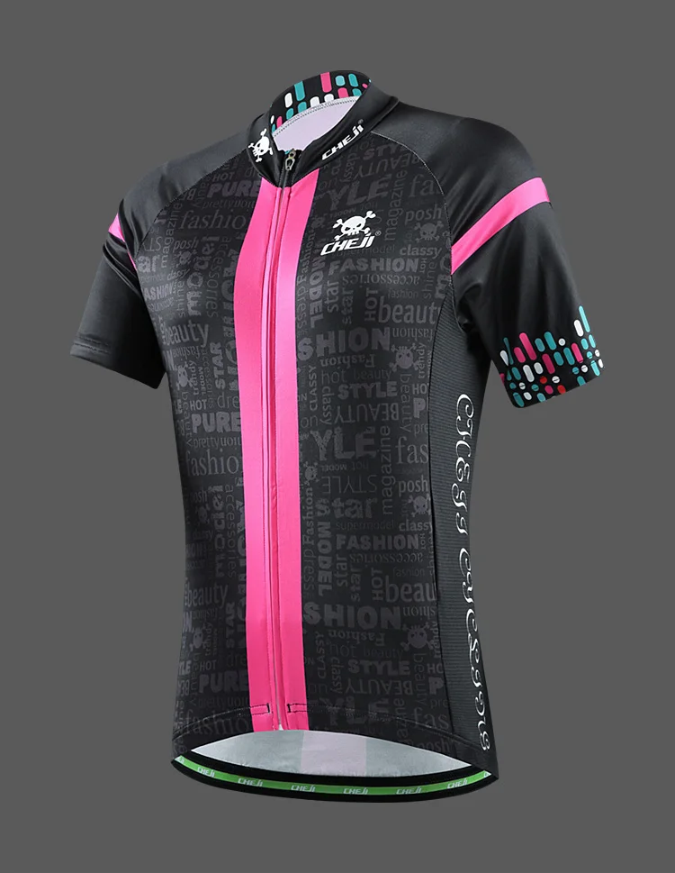 Cheji новый бренд горячей стиль женщин комплект черный дышащий с коротким рукавом