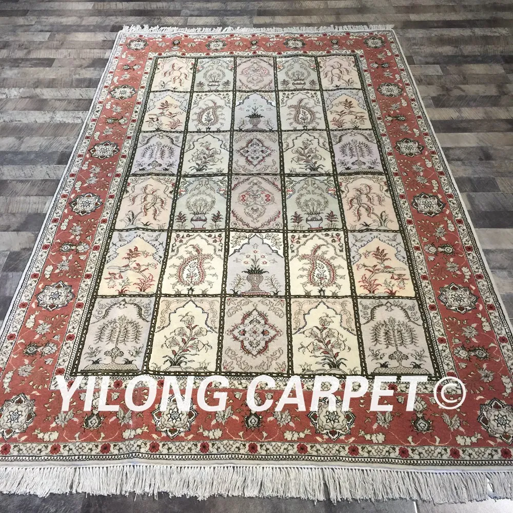 Yilong 5 'x 8' четыре сезона ручной персидский ковер красный Восточный Шелковый