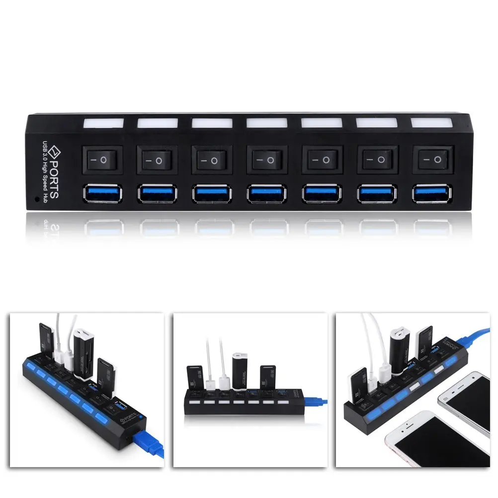 USB концентратор Micro usb хаб 2 0/3 0 с 7 портами высокоскоростной Hab выключателем