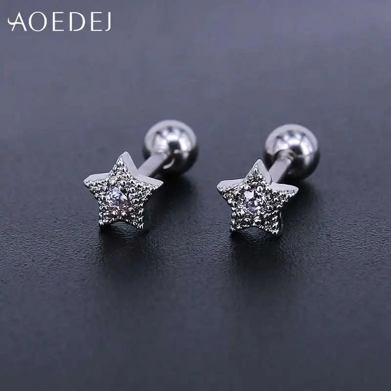AOEDEJ ушной хрящ, серьги-гвоздики для женщин, серьги-гвоздики из нержавеющей стали, ювелирные изделия в виде цветка, серьги-гвоздики