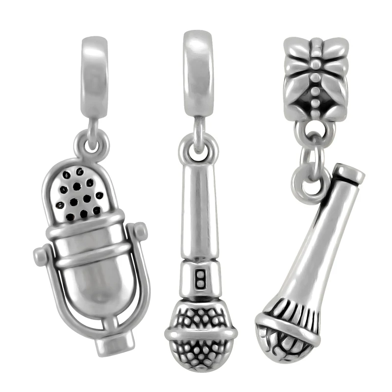 Silver Plated Musical Microphone Charms Pendant Fit Original Pandora Charm Beads Bracelet DIY Fashion Jewelry SPP205 | Украшения и