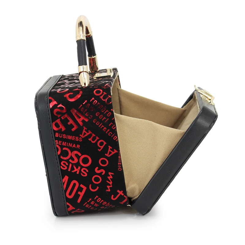 2018 New Design Women's Fashion Letter Pattern Totes PU Small Box Handbags Black Shoulder Cross body Clutches(C1747) | Багаж и сумки