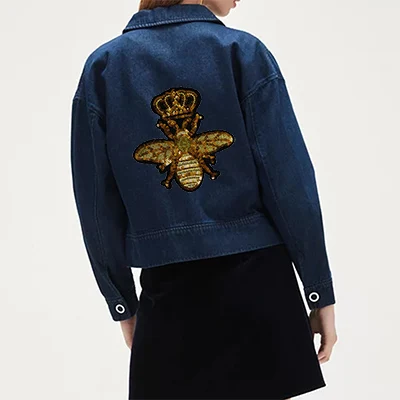 bee crown770 2 шт. модная вышивка бисером сквин мотив золотой венок аппликация Корона пчела нашивки Значки для сумки одежда шитье ремесло TH910 - Цвет: bee crown770