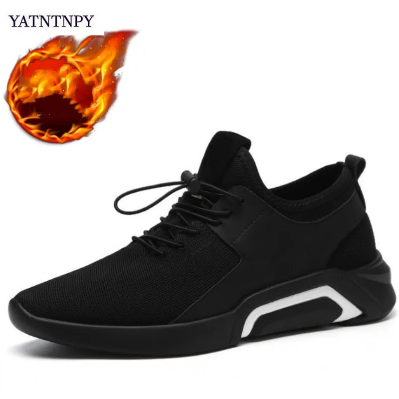 YATNTNPY Casual sports men's boots winter with fur cheap warm snow work shoes fashion rubber | Обувь