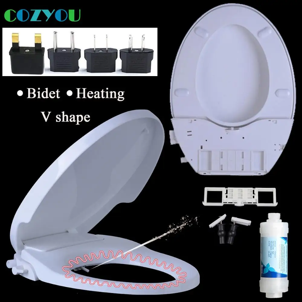 Отопление биде COZYOU унитаз беде сиденье для унитаза самоочищающаяся крышка для унитаза с функцией биде Форма V безгласный Медленно закрыть PP Материал Напряжение 100 V-250 V мощность 28 W женский стиральная сопла wc