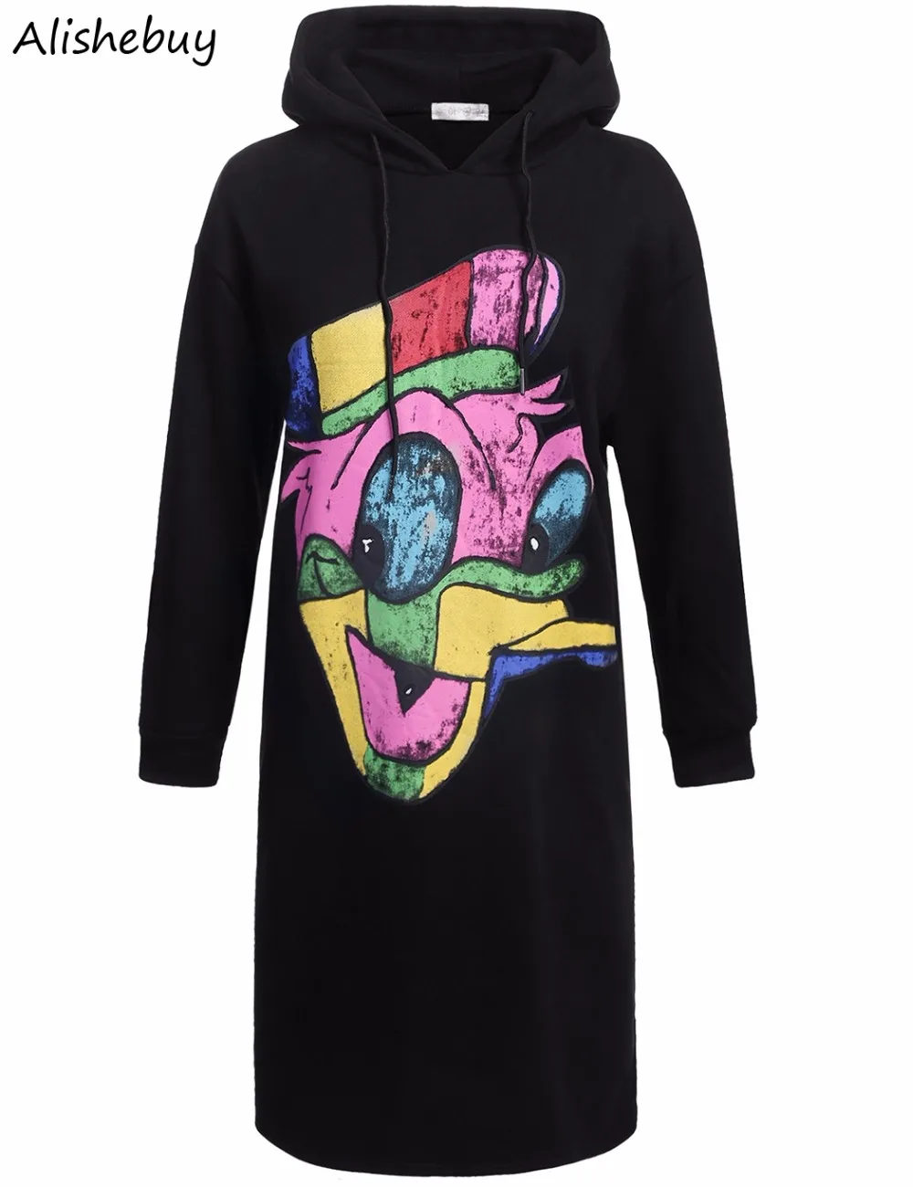 Женские повседневные толстовки с капюшоном длинный рукав мультфильм утка