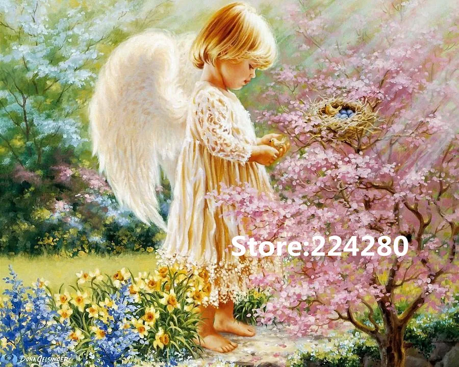 

Needlework,Cross stitch,14CT Unprinted for Embroidery kits Angel Lovely Girl Kid Art Cross-Stitching,DIY Handmade home decor