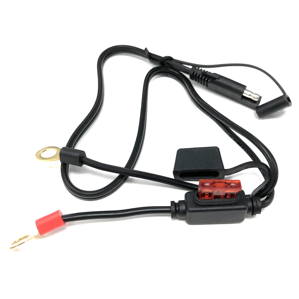 18AWG SAE Расширение соединительный кабель с защитой от повреждений и кольцом терминал Батарея Зарядное устройство для быстрого отсоединения, прибор для 10A предохранитель шнур для автомобиля мотоцикла трактора