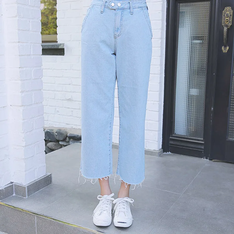 Джинсы для женщин в стиле бойфренд с широкими штанинами женские потертые джинсы