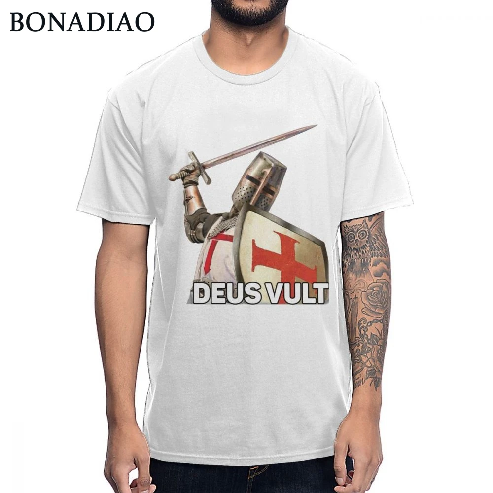 DEUS VULT Knight футболка с тамплиерами Мужская качественная стильная в стиле ретро