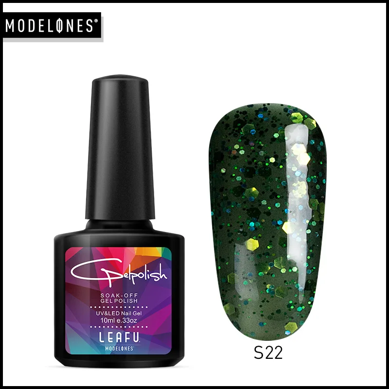 Modelones Nails Гель-лак сияющий зеленый цвет серии Полупостоянный замочить от УФ-гель для ногтей вылечивается УФ-лампой или светодиодной лампой - Цвет: S22