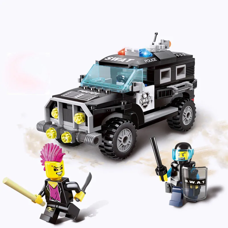 Сборный полицейский автомобиль против беспорядков строительные блоки