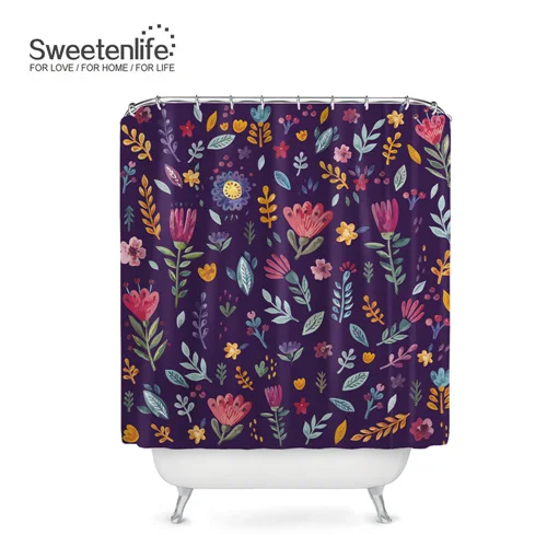 Sweetenlife 180x200 см занавеска для душа Мультяшные животные и растения узор занавес для ванной Высококачественная синяя Водонепроницаемая штора - Цвет: SL0344