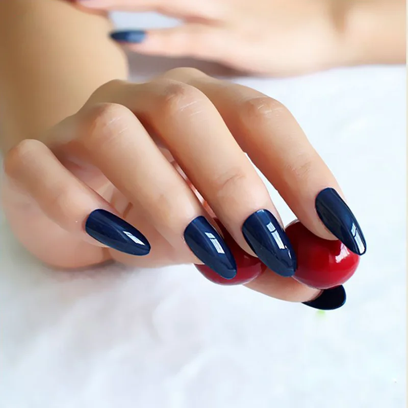 24 шт. светло-розовые полное покрытие остроносые концы для ногтей искусственные