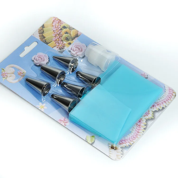 Silicone Piping Bag Силиконовый кондитерский мешок для обледенения крема+ 6x Набор насадок из нержавеющей стали кухонные инструменты для украшения тортов из мастики кухонные аксессуары - Цвет: Silicone Piping Bag