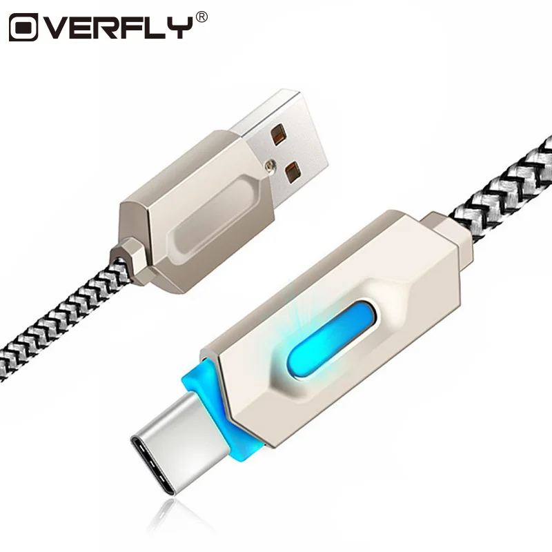 Overfly type c кабель со светодиодный светильник 1 м кабели для зарядного устройства USB