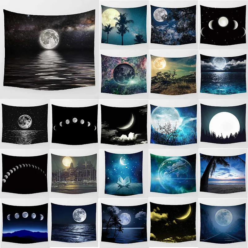 Большой гобелен Beauty moon night landscape настенный подвесной с принтом для домашнего