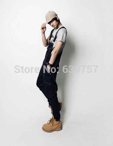 Denim Overalls For Men 2015 New Fashion Bib Jeans Free Shipping | Мужская одежда