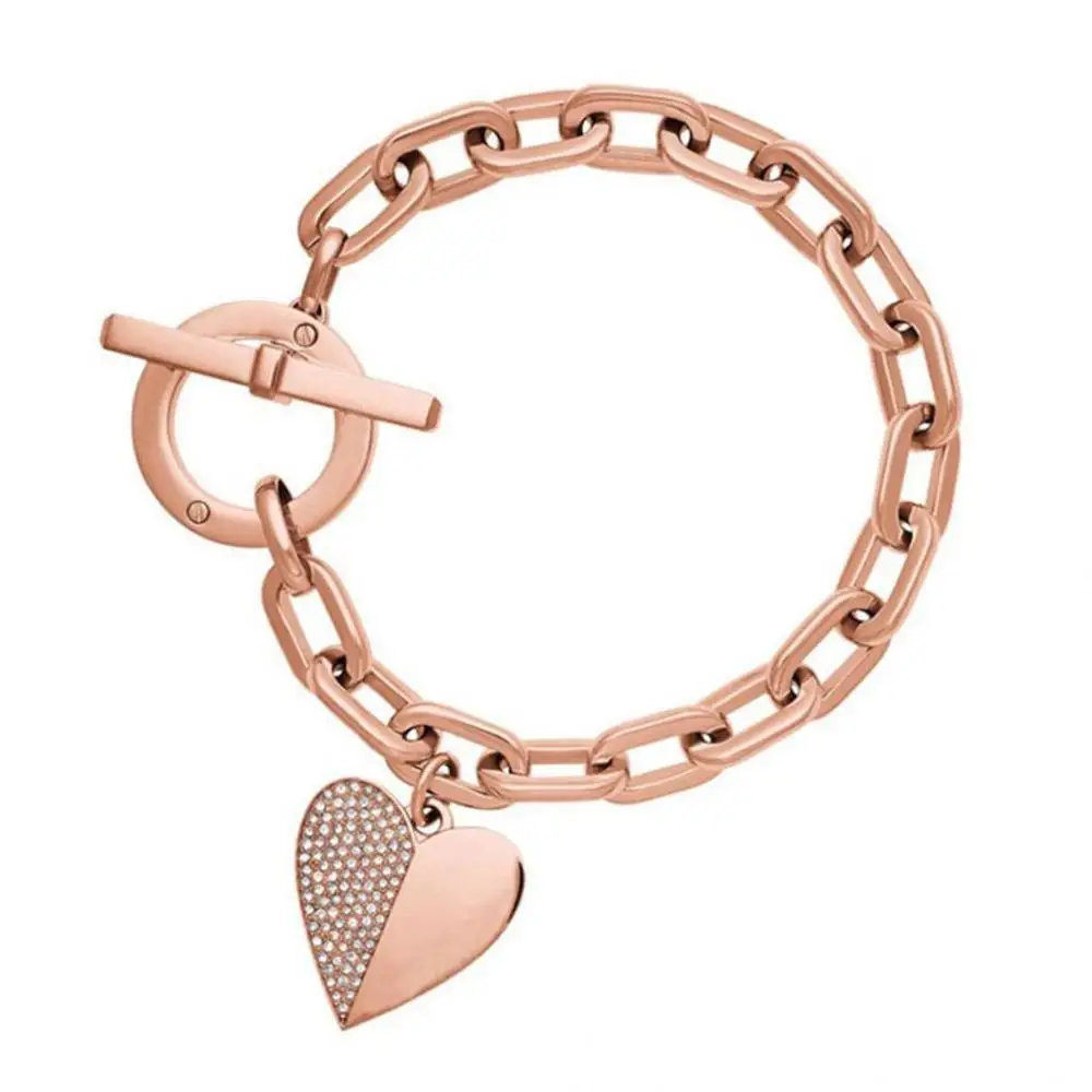 Rose gold Рисунок «сердечко»; Браслет-манжета для девушек, изысканный, очаровательный полировка с украшением в виде кристаллов золотого и серебряного цвета розового золота браслет на запястье Мода - Окраска металла: Rose gold