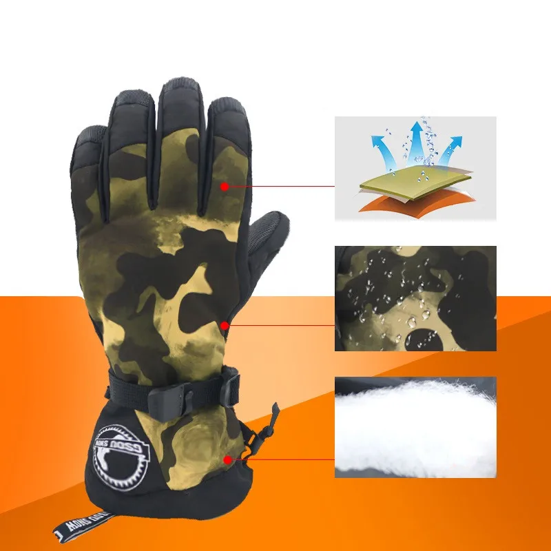 2018 GSOU Зимние перчатки для мужчин сноуборд лыжные guantes nieve с сенсорным экраном