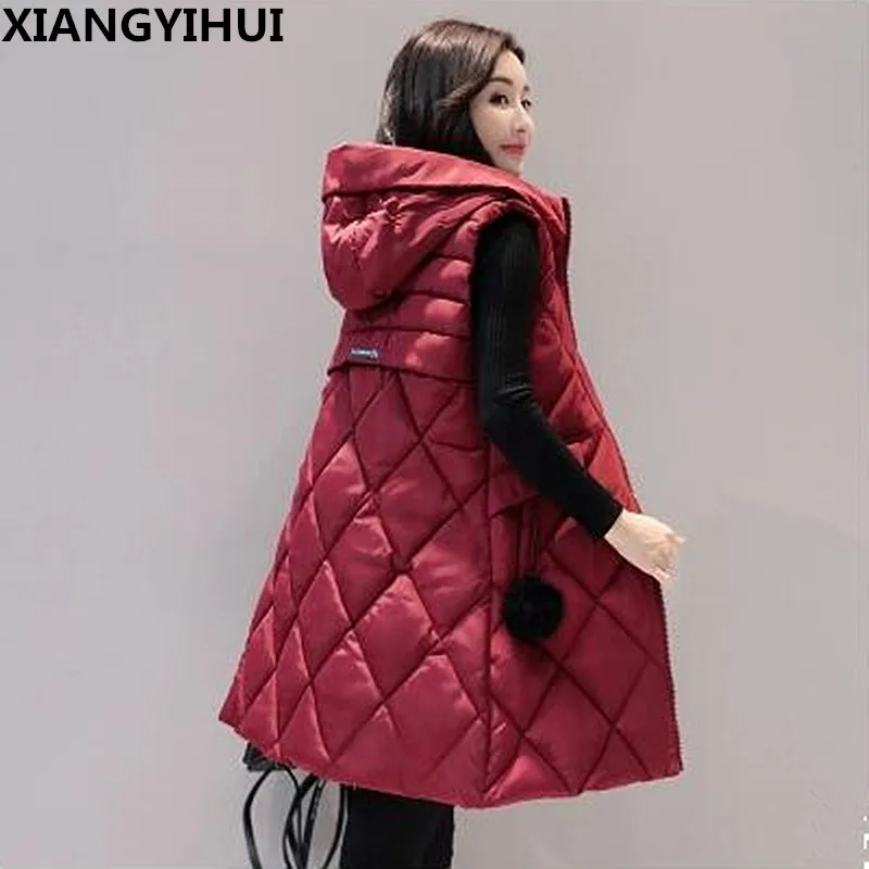 2017 warm winter jacket women Sleeveless down cotton coat Long zipper vest plus size fashion waistcoat Female Parkas L-3XL | Женская