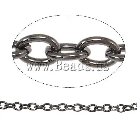 Free shipping!!!Iron Oval Chain Luxury plumbum black color plated nickel lead &amp cadmium free 3x4x0.80mm Length:100 m | Украшения и