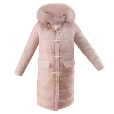 Женское зимнее пальто теплая длинная парка с капюшоном розового цвета 2018 |