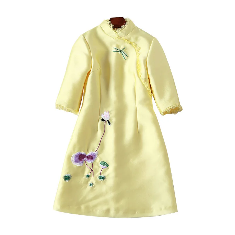 2018 сезон весна лето Платье из новой коллекции элегантность в рукавом Cheongsam