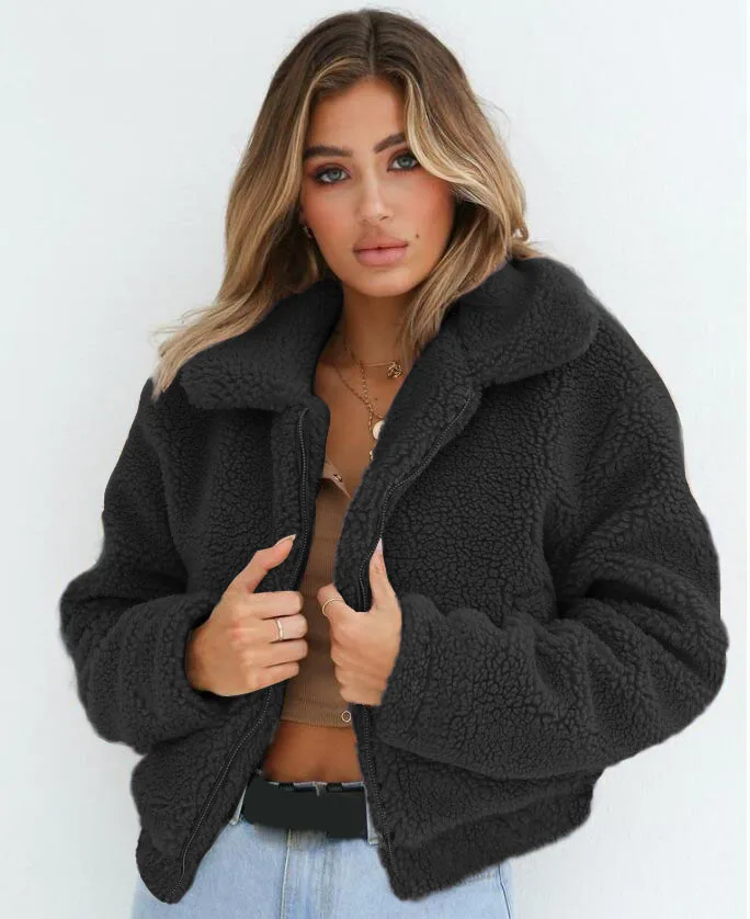 Winter Sweater Cardigan Long Sleeve Lapel Neck Zipper Up Velevet Knitted Sweaters 2018 Fashion Warm Women Clothing Wholesale |