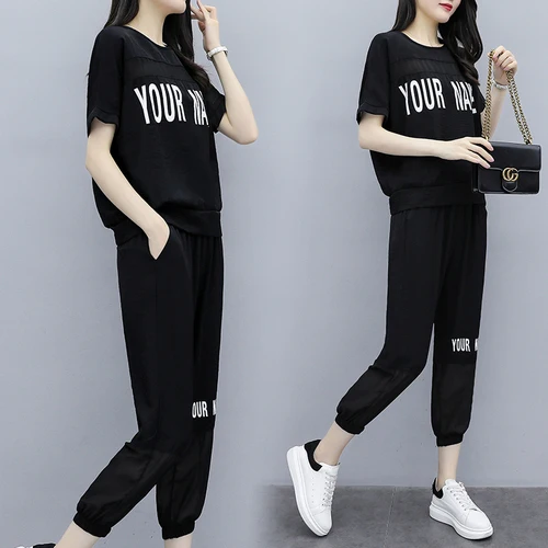 

Plus Size 5xl Women 2 Piece Set Top And Pants Fashion Summer Costume Woman Suit Ensemble Femme Survetement Conjunto Feminino