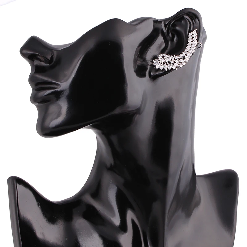 925 г. Роскошные женские серебряные Post кубический циркон кристалл крыло Ангела уха