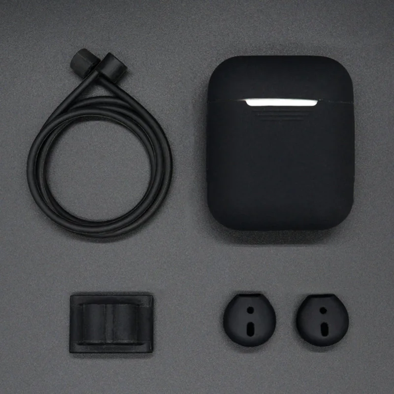 Упаковка из 4 аксессуаров силиконовый защитный чехол для Apple Airpods анти потерянный карабин с ремешком для AirPods беспроводные наушники - Цвет: black combination