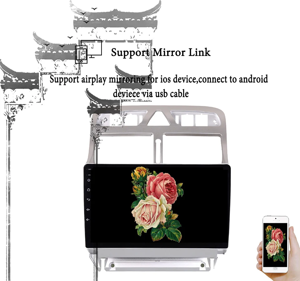 Android 10 0 2 din Автомобильный Радио мультимедийный плеер для Peugeot 307 2002 2013 dvd gps