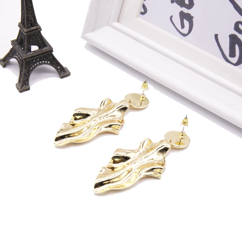 coco&ampwillow Geometric Gold Metal Statement Drop Earrings For Women 2019 Matt Color Abstract Modern Party Gift | Украшения и