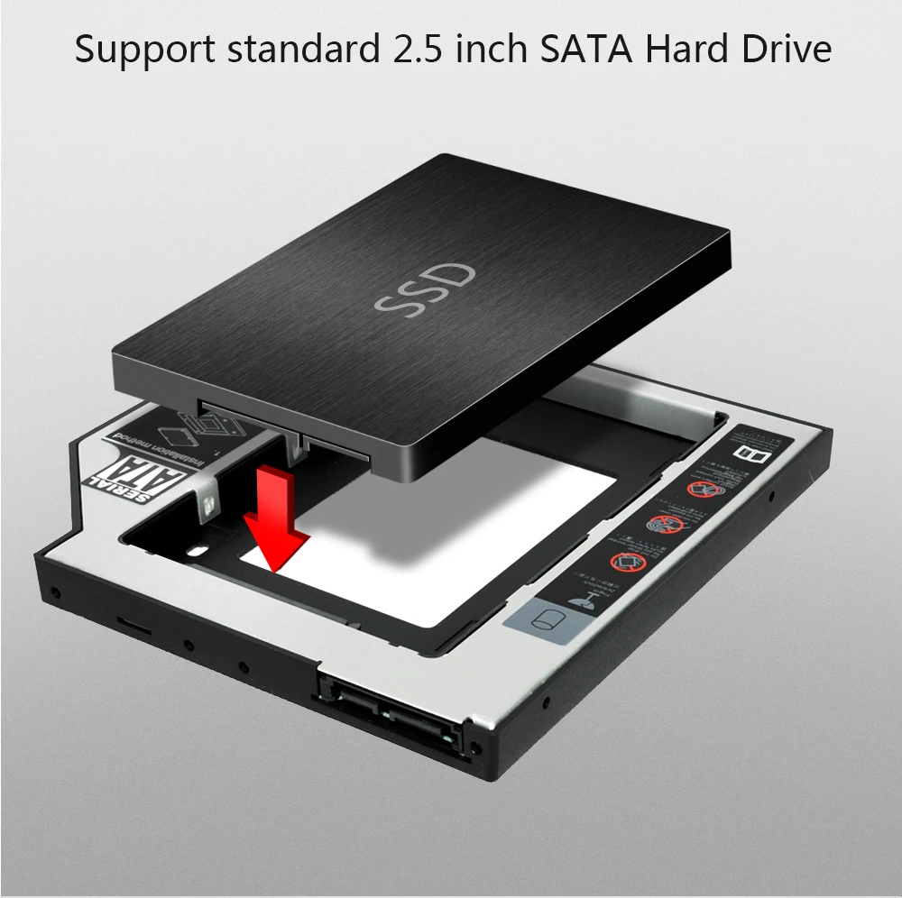 DeepFox Алюминий 2nd HDD Caddy 9 5 мм SATA 3 0 для 2 &quotSSD жесткий диск драйвер чехол Корпус DVD CD ROM