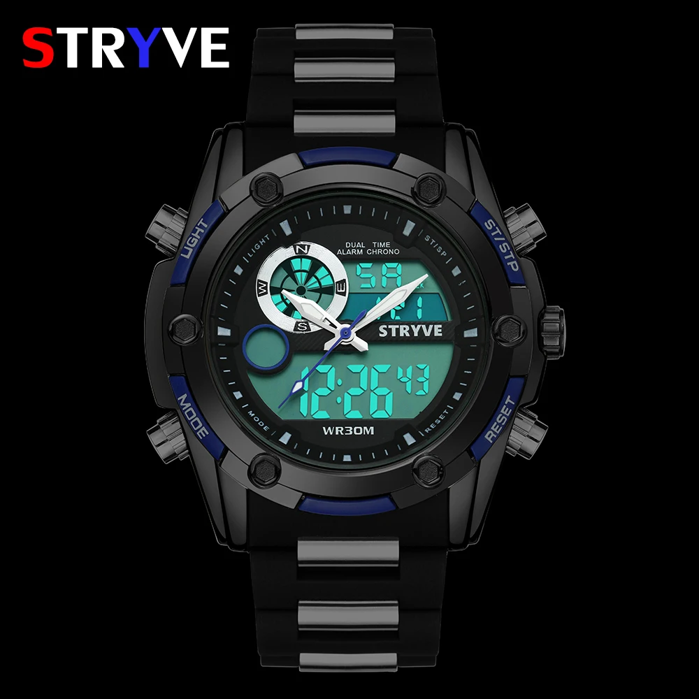 Лидер продаж мужские наручные часы stryve военные спортивные светодиодные цифровые