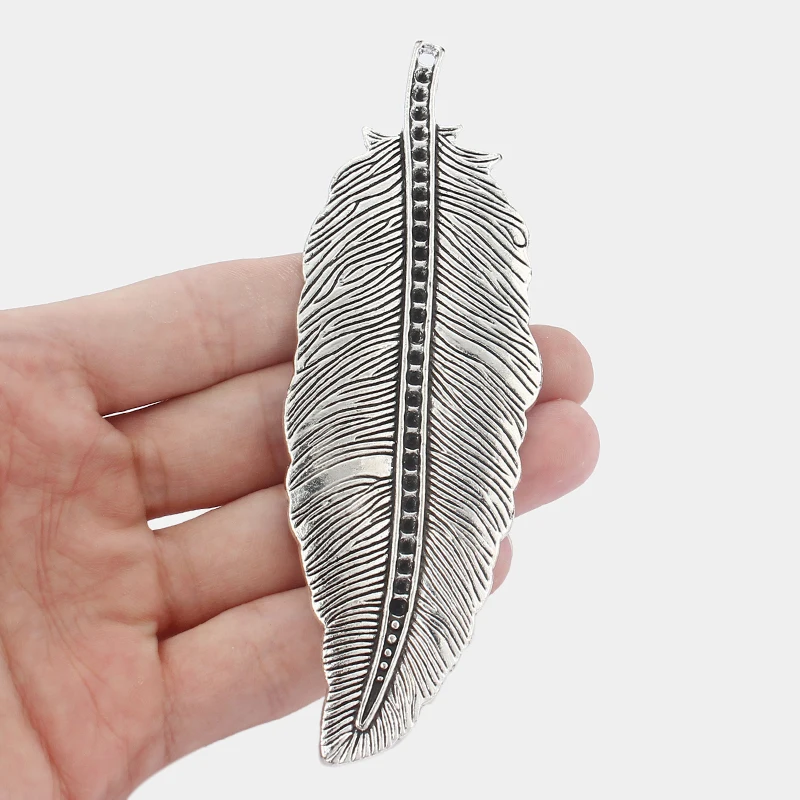 

2pcs Large Leaf Feather Pendants For DIY Jewellery Making Finding 124.5*41mm