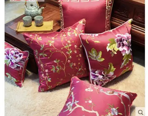 vintage floral embroidery pillow cover solid mahogany sofa cushion covers ethnic style rectangular large pillowcase household