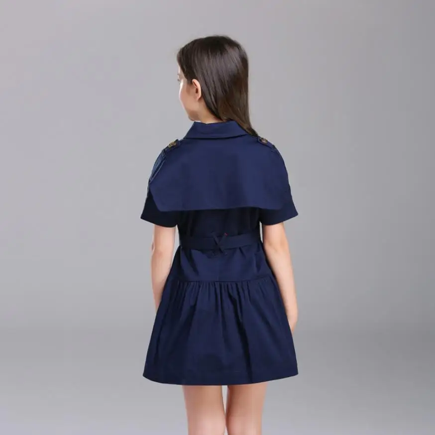2019 Summer New Baby Girls Dress Toddler Outfits Short Sleeve Double-breasted Princess Cotton England Style Vestido Y1021 | Детская