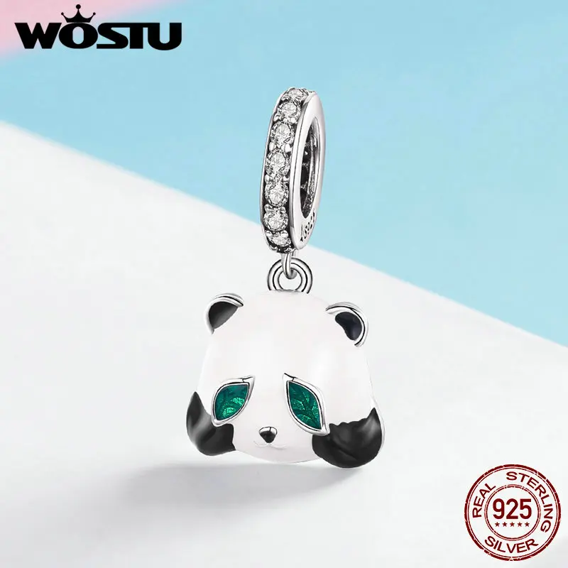 WOSTU Real 925 Sterling Silver Cute Panda Animal Beads Fit Charm Bracelet Necklace Pendant For Women Lovely Jewelry Gift DXC1096 | Украшения