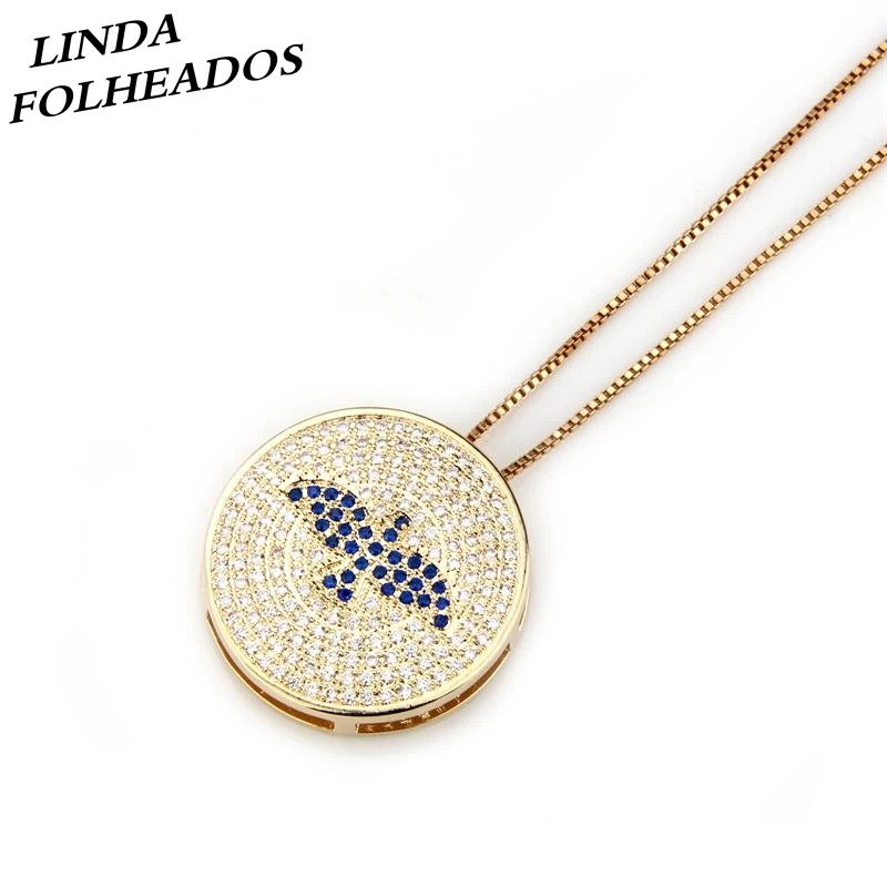 New Designed Charka Bird Round Copper Cubic Zirconia Religious Pendulum Pendant Necklace Jewelry for Women Party Gift | Украшения и