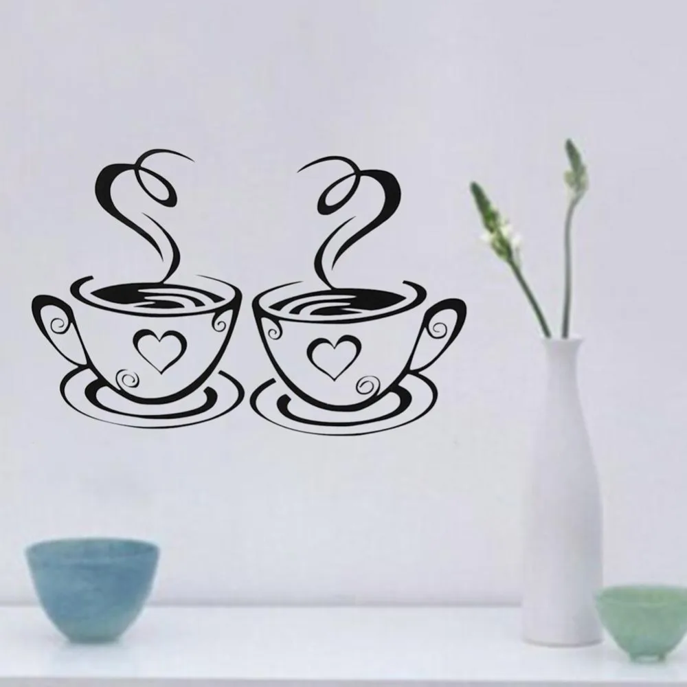 Наклейка виниловая самоклеящаяся на окна кухни кофейные чашки настенные LA001 -