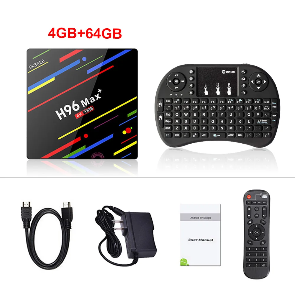 VONTAR H96 MAX плюс ТВ Box Android 8,1 4gm оперативной памяти 64 Гб Rockchip RK3328 USB3.0 H.265 4 K Youtube Netflix Google Play Smart ТВ H96MAX - Цвет: 4G64G i8 no backlit